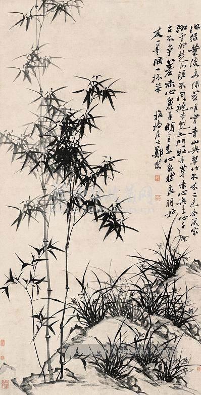 Zhen banqiao Chinse bambou 12 Peintures à l'huile